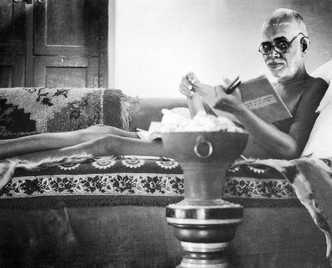 Indian mystic Ramana Maharshi (1879-1950) read.