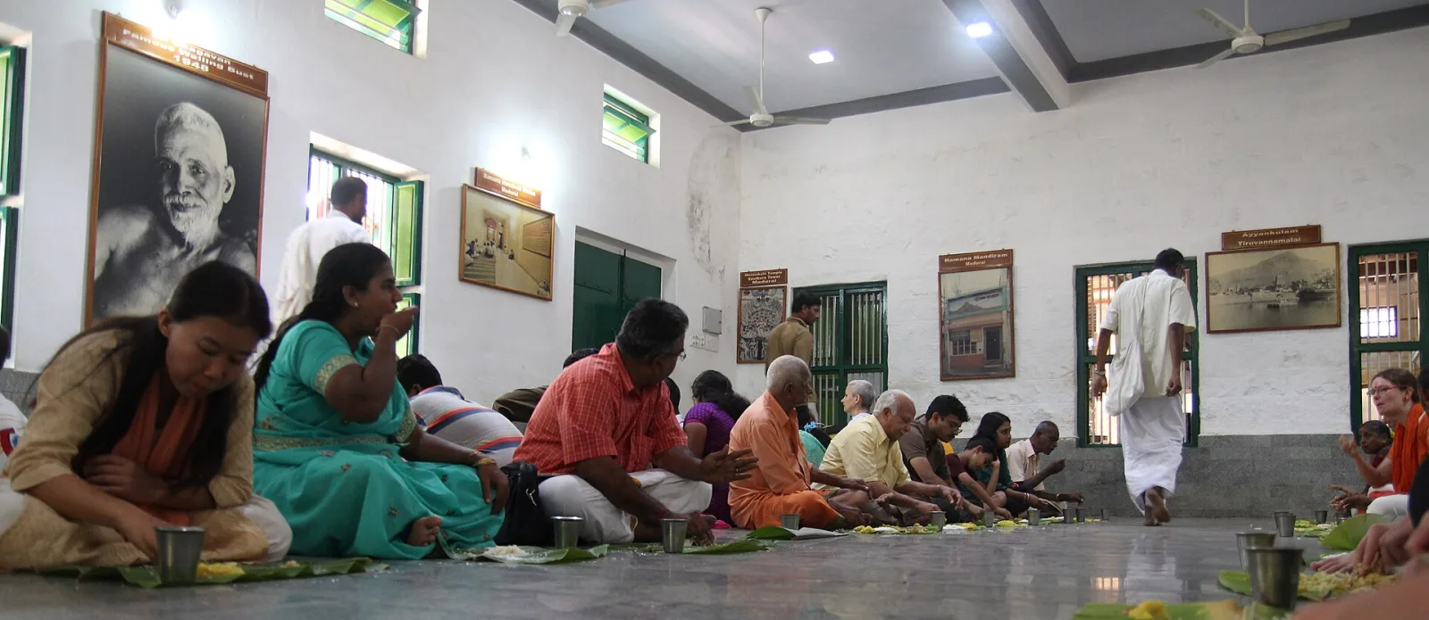 Lunch at Sri Ramana Maharshi Ashram in Tiruvannamalai, India.