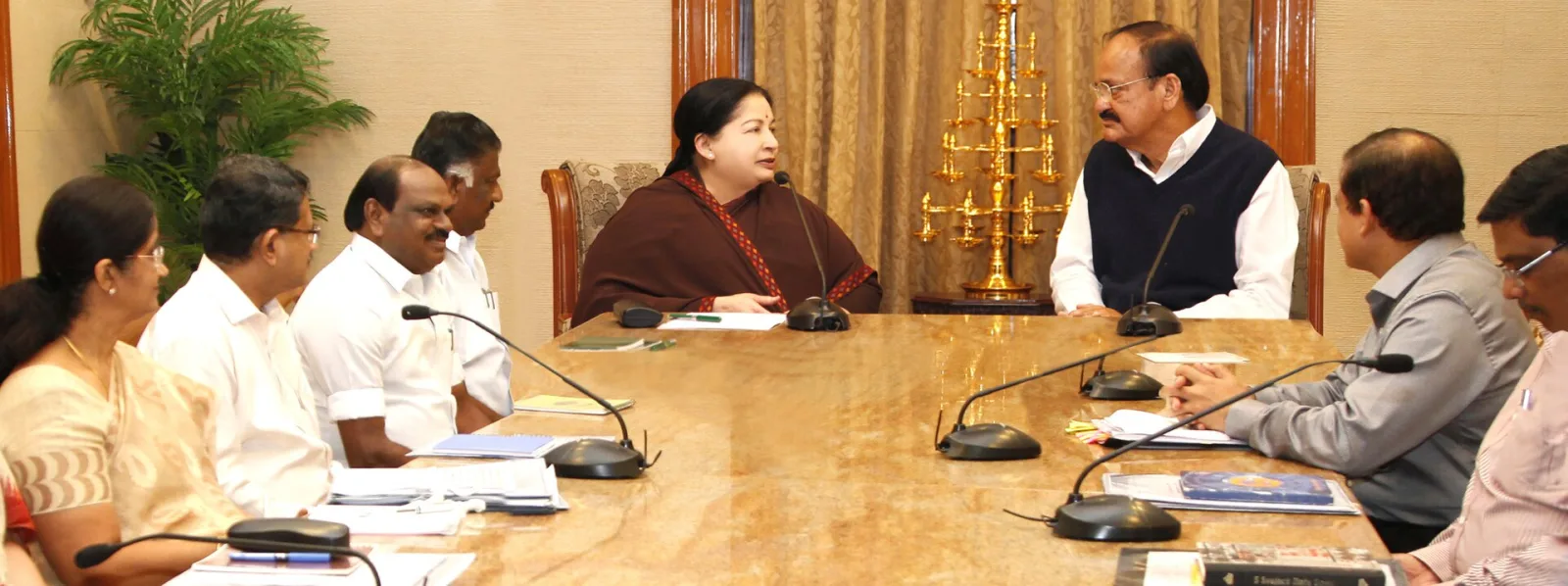 The Union Minister for Urban Development, Housing and Urban Poverty Alleviation and Parliamentary Affairs, Shri M. Venkaiah Naidu meeting the Chief Minister of Tamil Nadu, Ms. J. Jayalalithaa on Decem