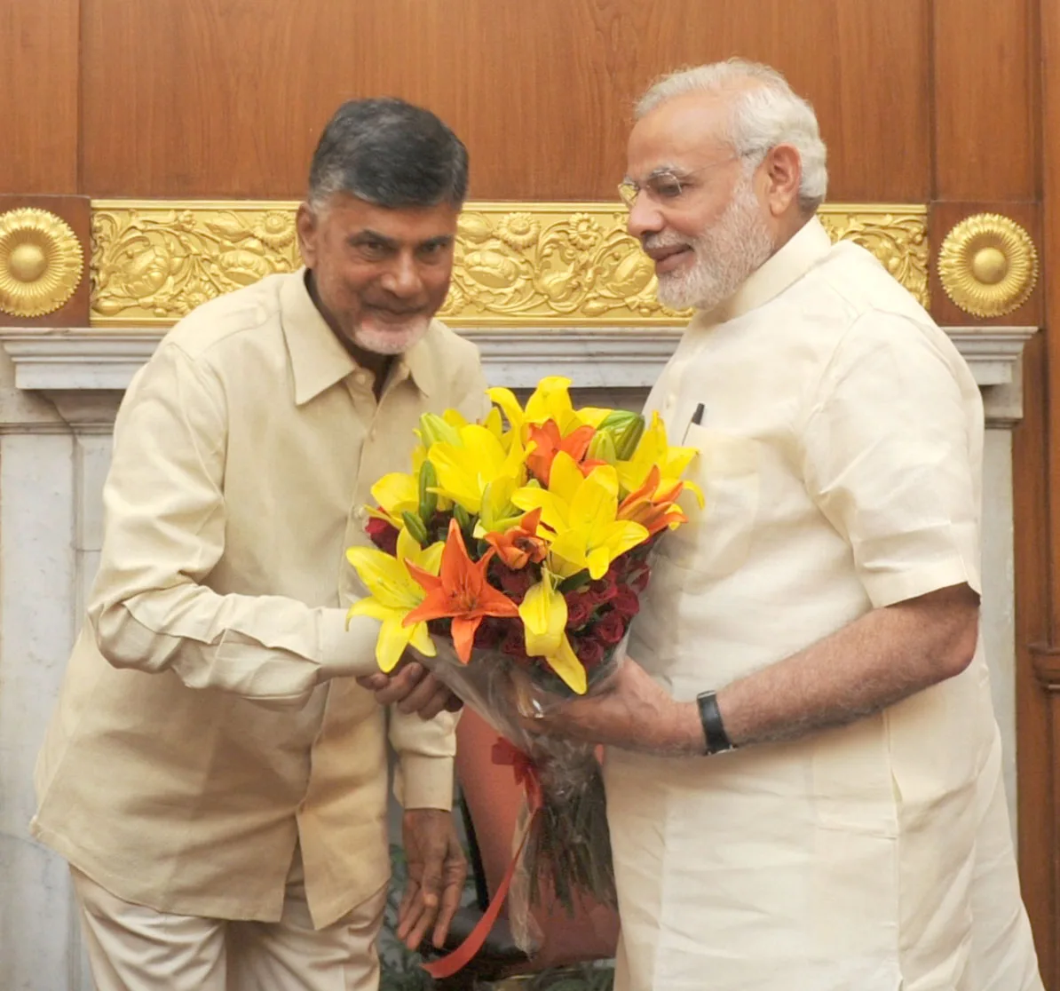 The Chief Minister of Andhra Pradesh, Shri N. Chandra Babu Naidu calling on the Prime Minister, Shri Narendra Modi, in New Delhi on August 25, 2015.