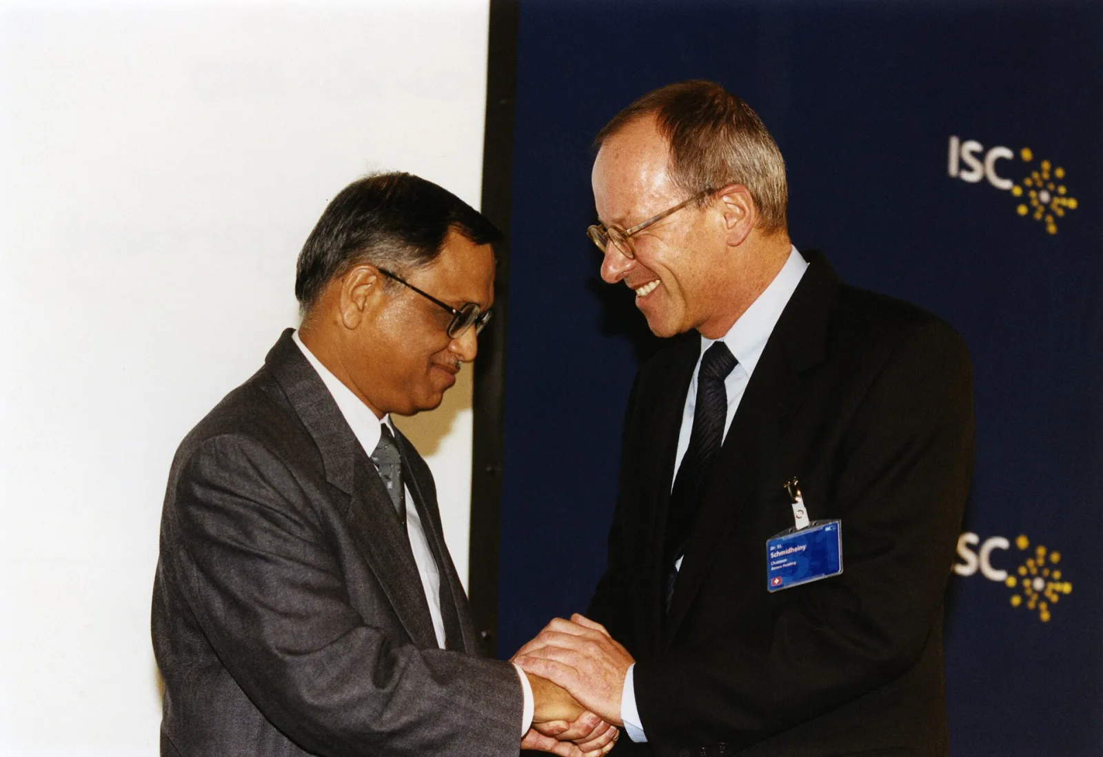 31. ISC-Symposium 2001-N. R. Narayana Murthy (l.) und Stephan Schmidheiny (r.)-HSGH 022-000757-03
