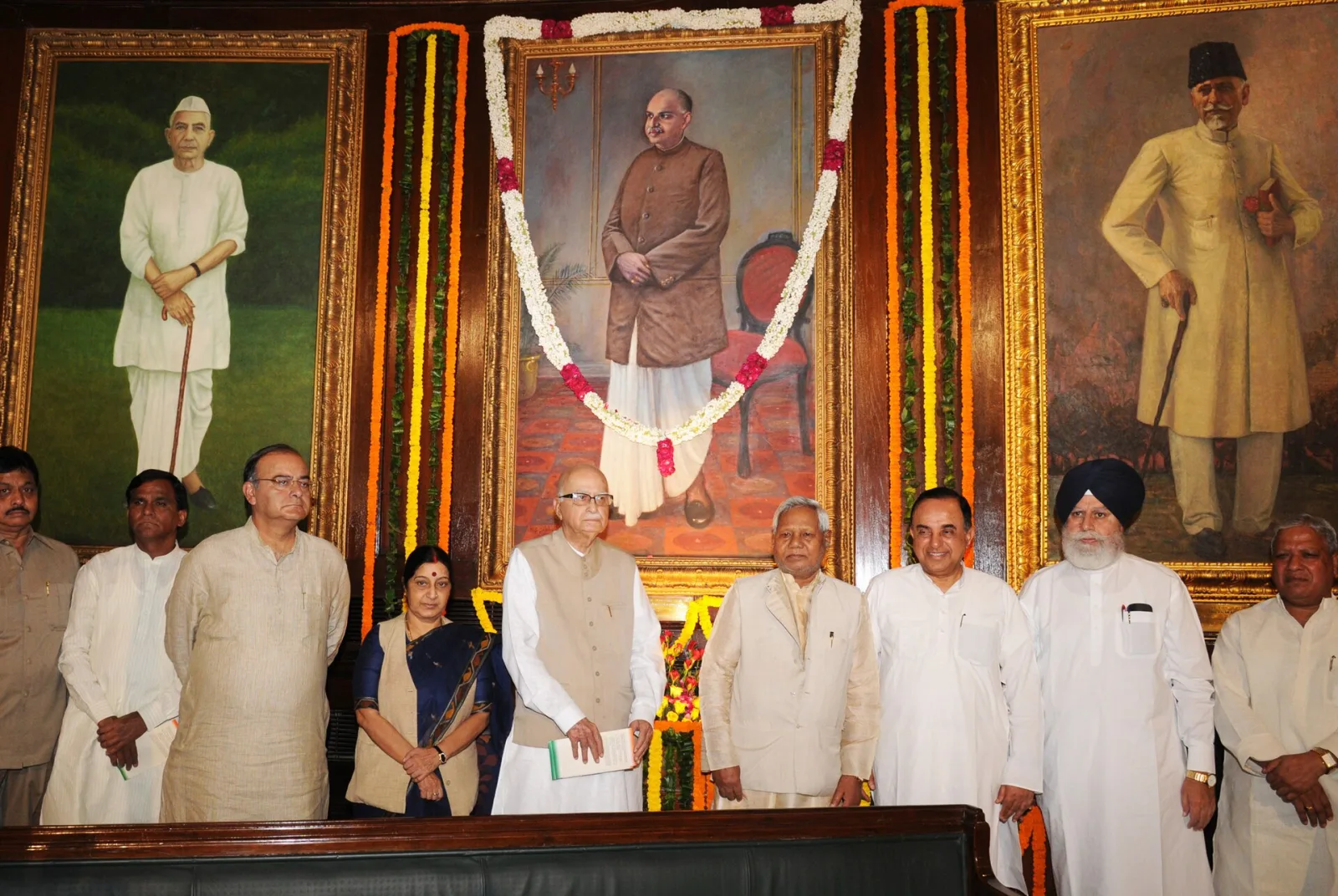 Kariya Munda, the Leader of Opposition in Rajya Sabha, Shri Arun Jaitley, the Leader of Opposition in Lok Sabha, Smt. Sushma Swaraj, the Chairman of the BJP Parliamentary Party