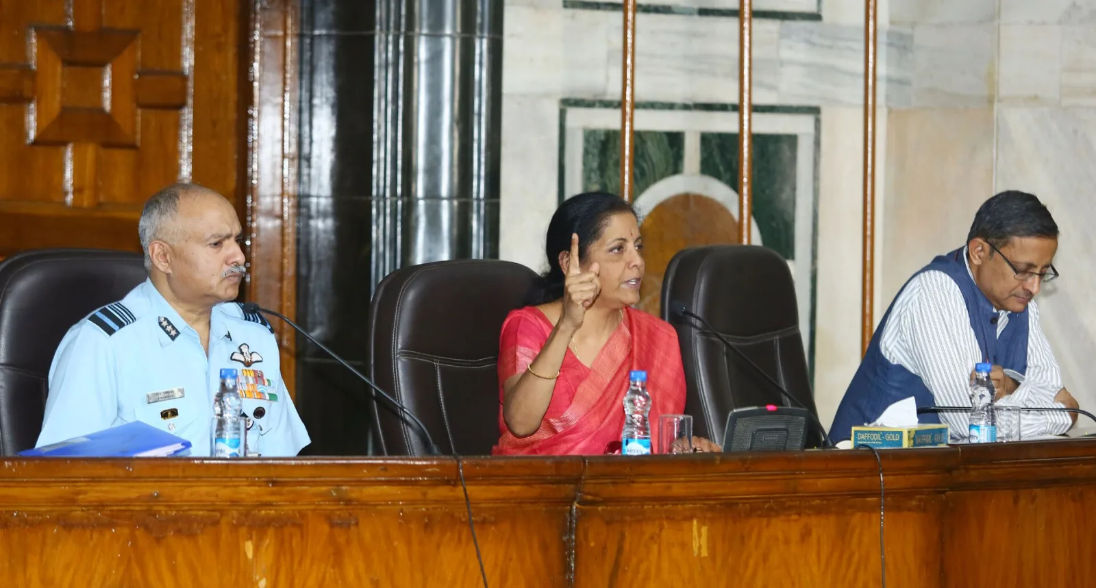 S. Mitra, IAS in a press conference with Nirmala Sitharaman