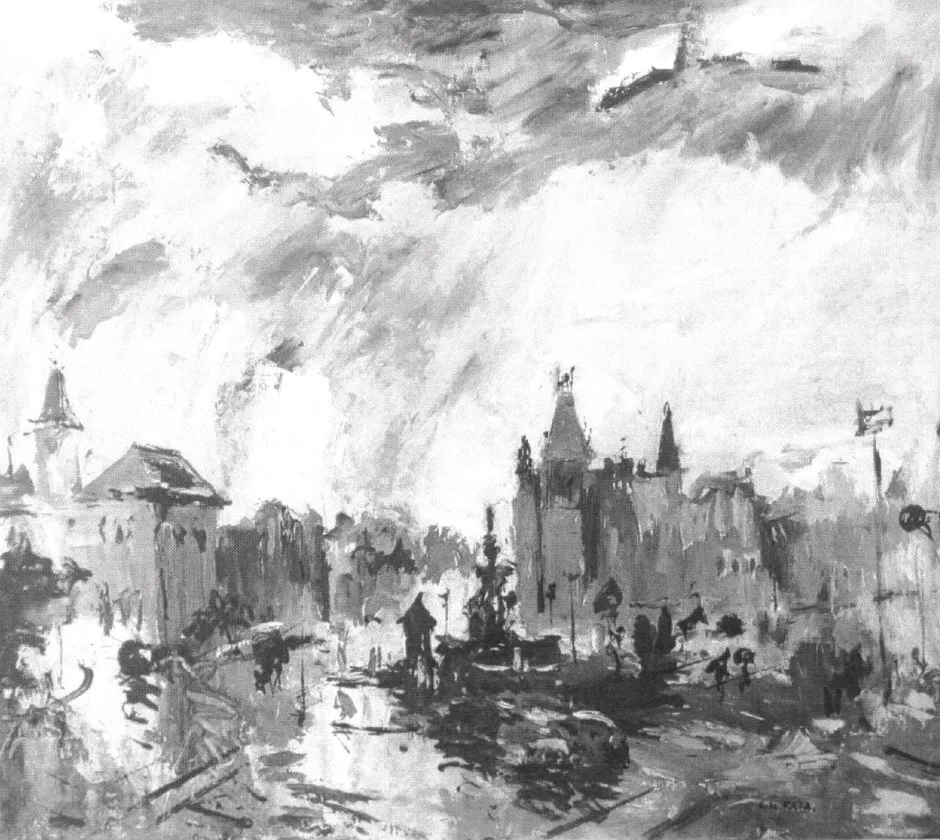 Bombay in Rain by S. H. Raza