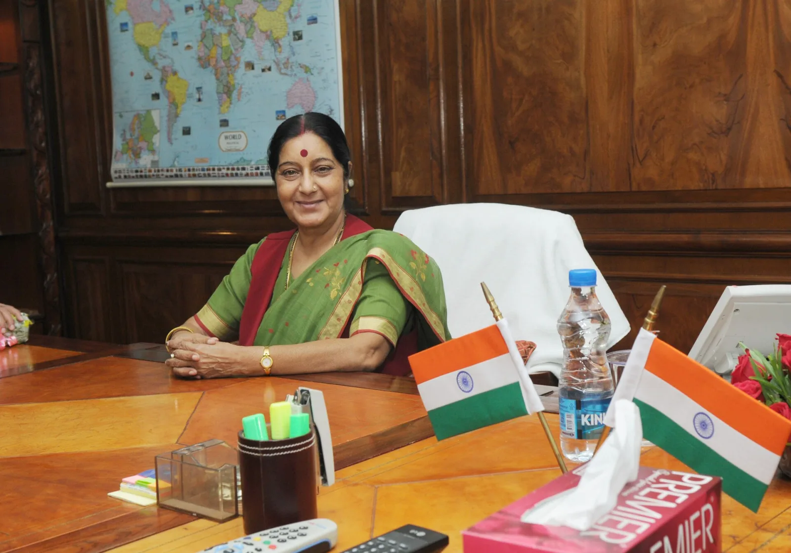 Smt. Sushma Swaraj taking charge as the Union Minister for Overseas Indian Affairs, in New Delhi on May 28, 2014.